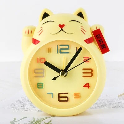 Mini Alarm Clock Kids Decorative Bedroom Cute Cat Table Clocks Children Student Plastic Little Cartoon Desktop Watch