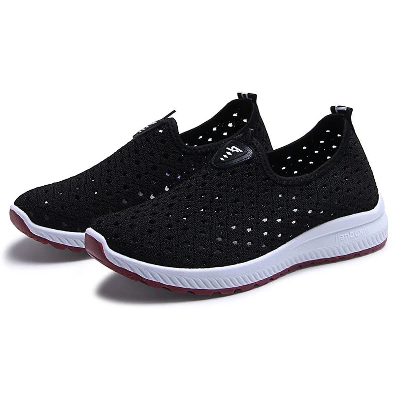 Summer Women Shoes 2021 Breathable Platform Sneakers Ladies Slip on Casual Flats Socofy Loafers Fashion Mesh Women Trainers
