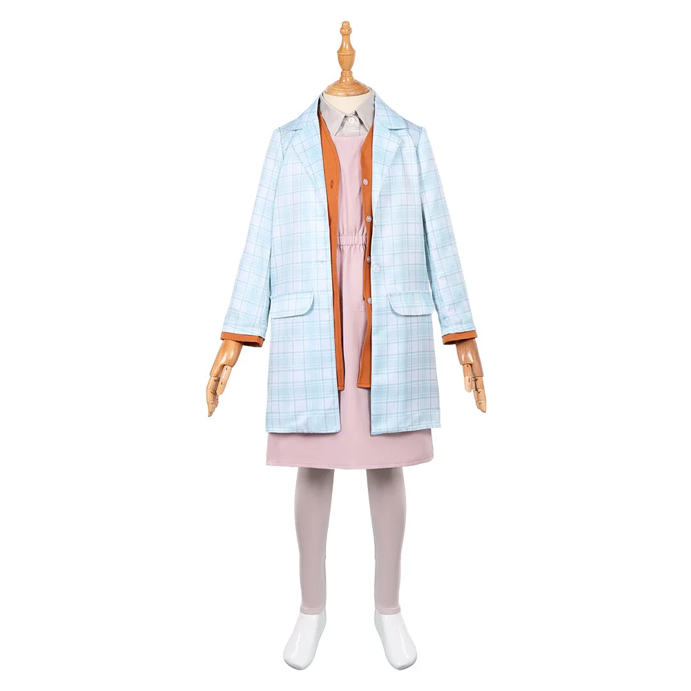 Kids Children Movie Wonka 2023 Charlie Blue Set Outfits Cosplay Costume Halloween Carnival Suit