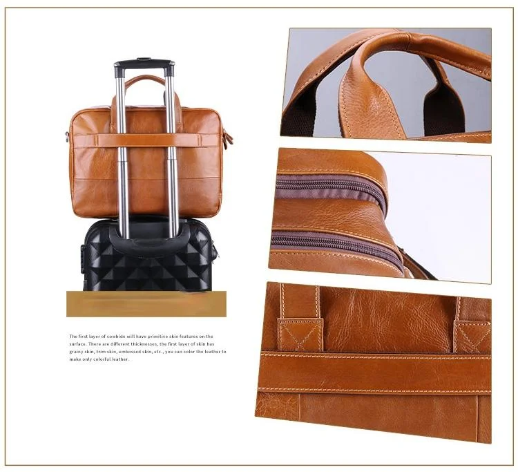 Retro Handmade Genuine Leather Men's Business Laptop Bag