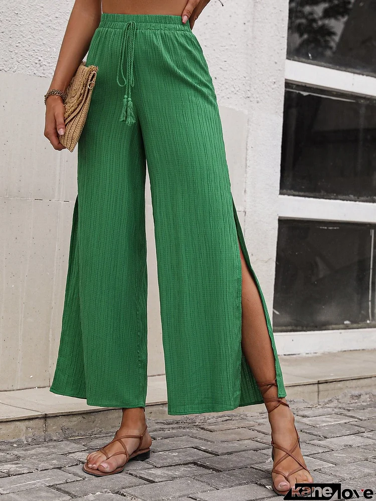 High Waist Slit Wide Leg Pants