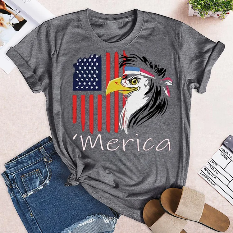 Independence Day Print Eagle T-shirt Tee