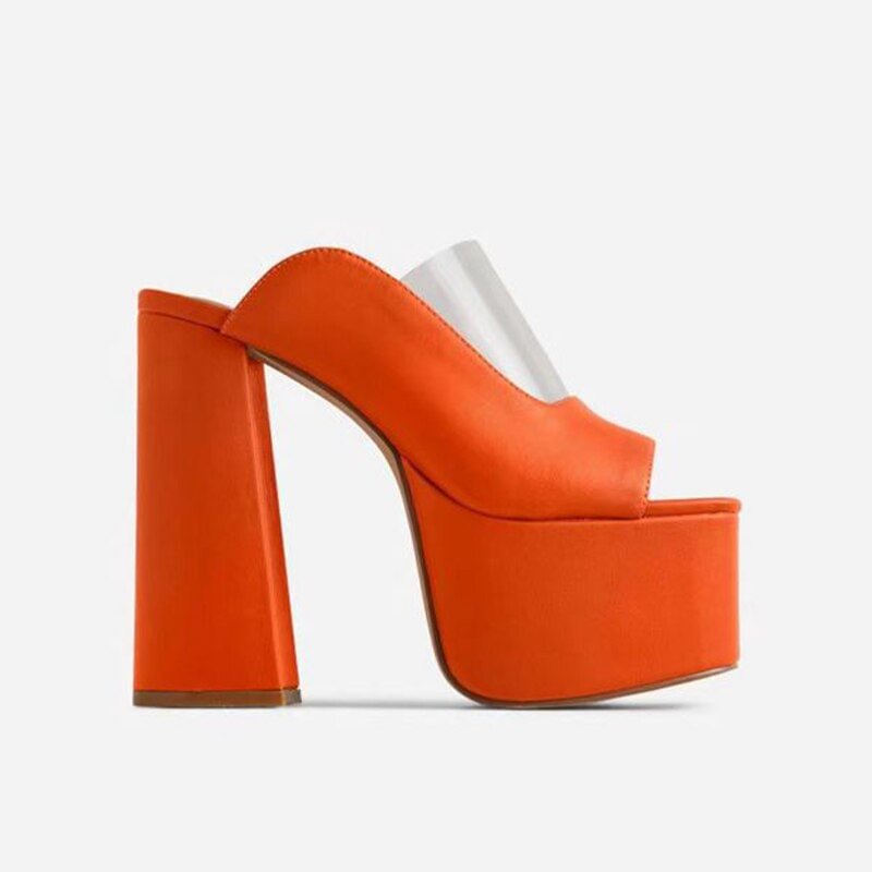 Summer Sandals Women 2022 Party Shoes Transparent PVC Sexy Super High Heels Ladies Pumps Platform Outside Female Slippers Slides