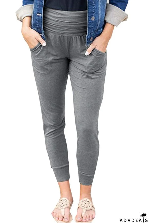 High Waist Pleated Pocket Casual Cropped Pennies
