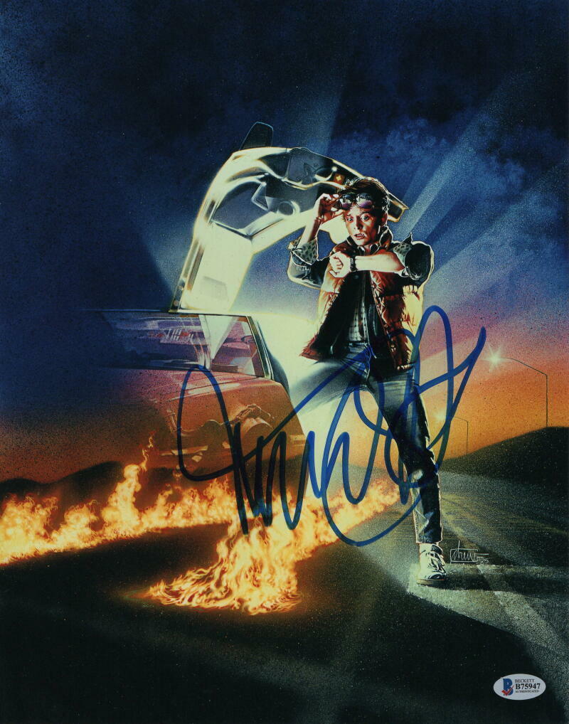 MICHAEL J FOX SIGNED AUTOGRAPH 11x14 Photo Poster painting - MARTY BACK TO THE FUTURE Z BECKETT