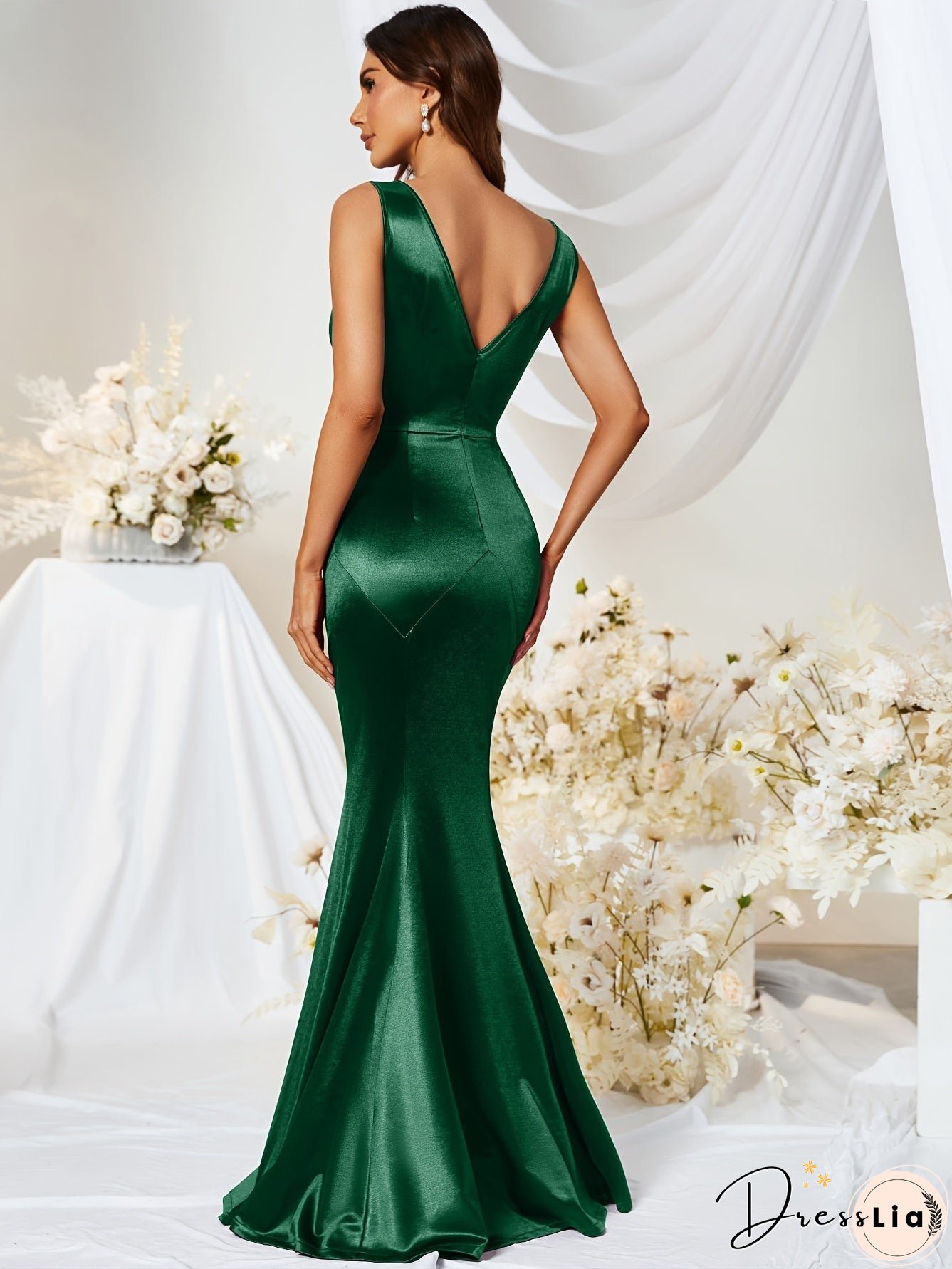 Bodycon Solid Mermaid Dress, Elegant Sleeveless Dress For Party & Banquet, Women's Clothing