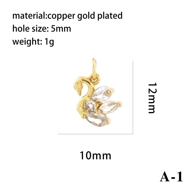 Elegant Minimalist Bee Dragonfly Butterfly Copper Plating Inlay Zircon 18k Gold Plated Charms