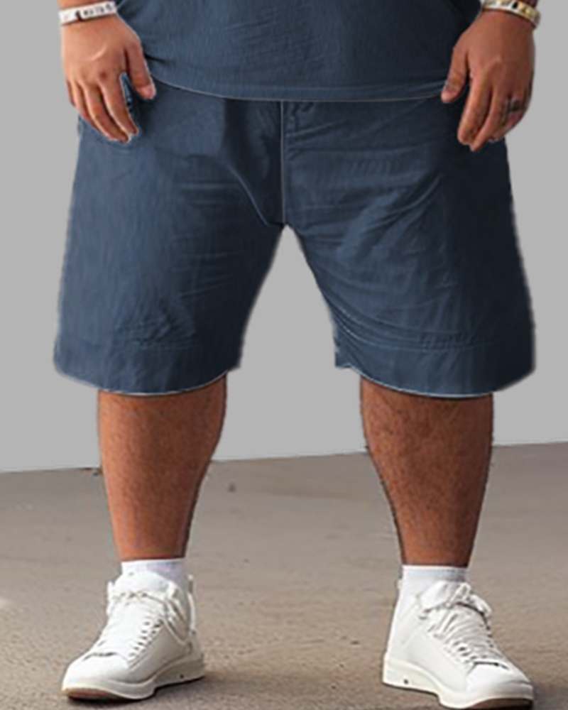 Men's Plus Size Trendy Brand Alphabet Print T-Shirt Shorts Suit
