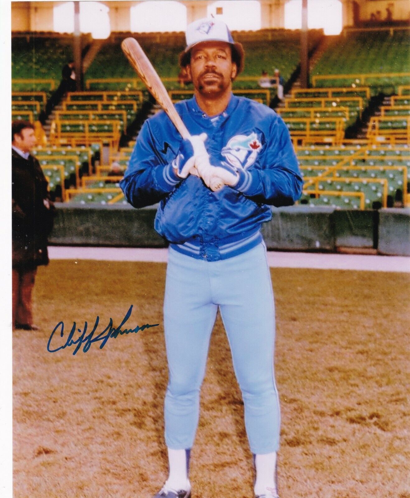 CLIFF JOHNSON TORONTO BLUE JAYS ACTION SIGNED 8x10