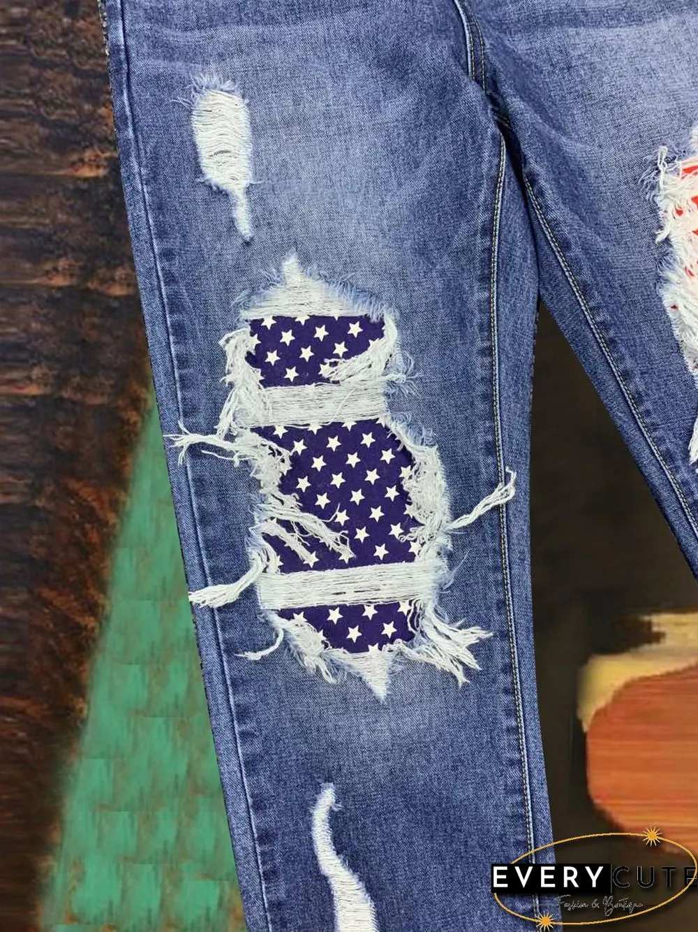 Blue Vintage Graphic Jeans