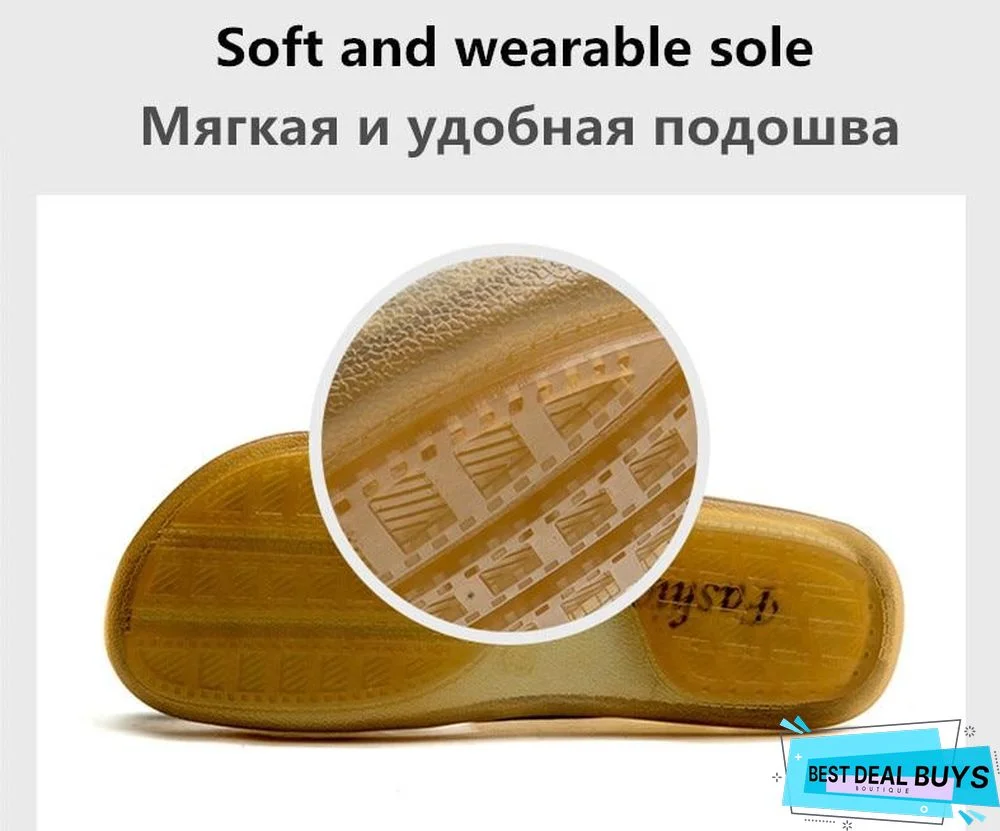 Men's Genuine Leather Non-Slip Sandal Shoes Breathable Beach Flip Flops Shoes