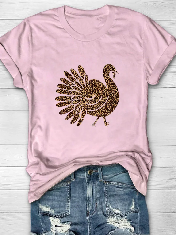 Eagerlys Leopard Turkey Turkey T-shirt Eagerlys
