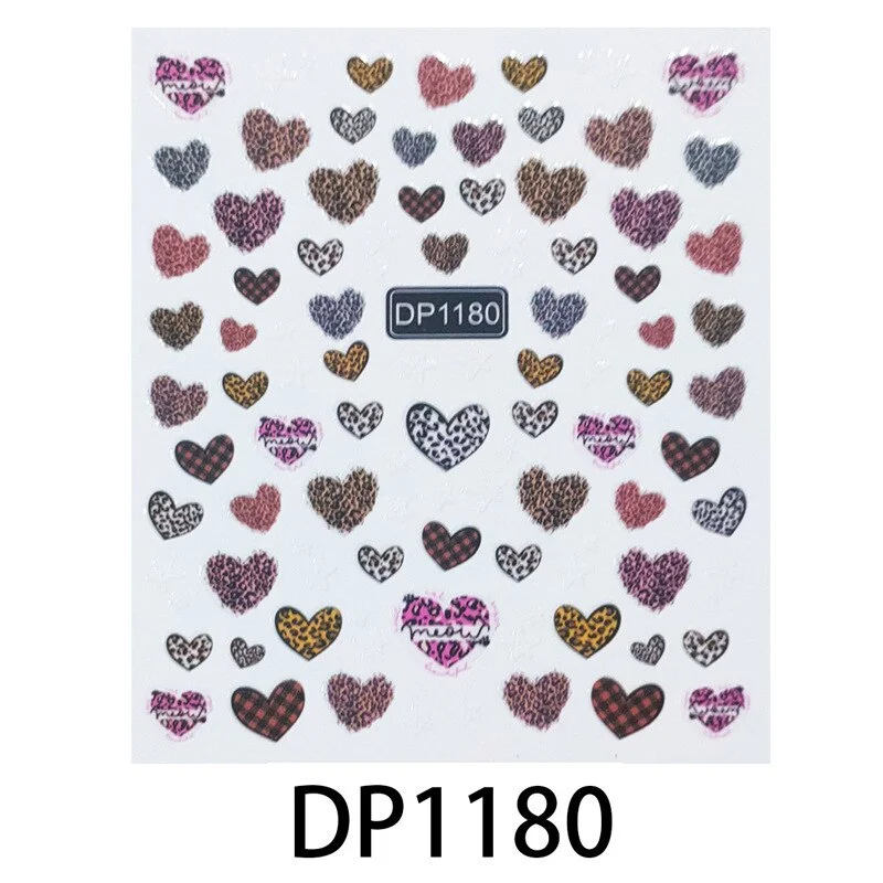 Nail Stickers Back Glue Black Color Leopard Gradient Cartoon Love Heart Designs Nail Decal Decoration Tips For Beauty Salons-Nail Inspo