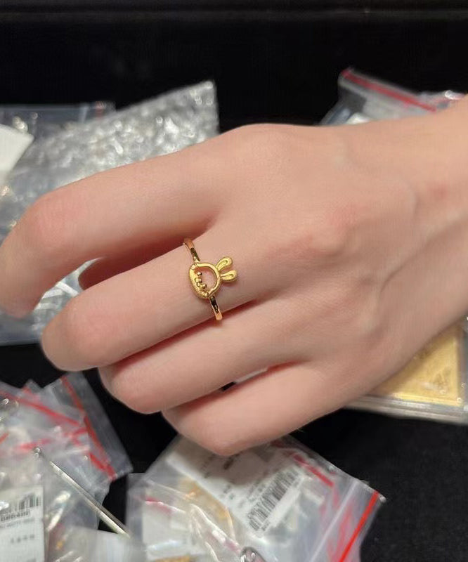 VCSHOES Gold Sterling Silver Overgild Little Rabbit Rings