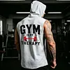 Men's Casual Street Gym Is My Therapy Graphic Hooded Tank Top by Inlyline