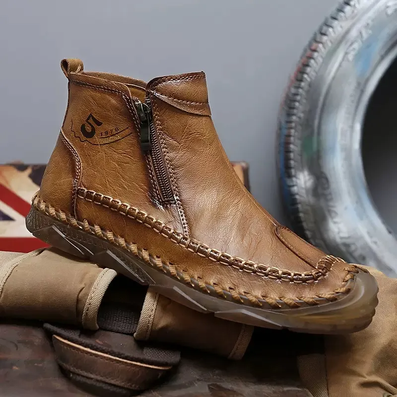 ⏰Last Day! 45% OFF 🔥Men's Handmade Genuine Leather No-Glue Orthopedic Boots