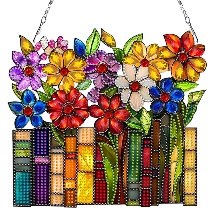 Diamond Painting 2D Flat Flower Pendant Window Hanging Art for Home Decor
