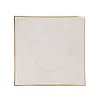 10 Pack | 10" Clear / Gold Concave Modern Square Plastic Dinner Plates, Disposable Party Plates