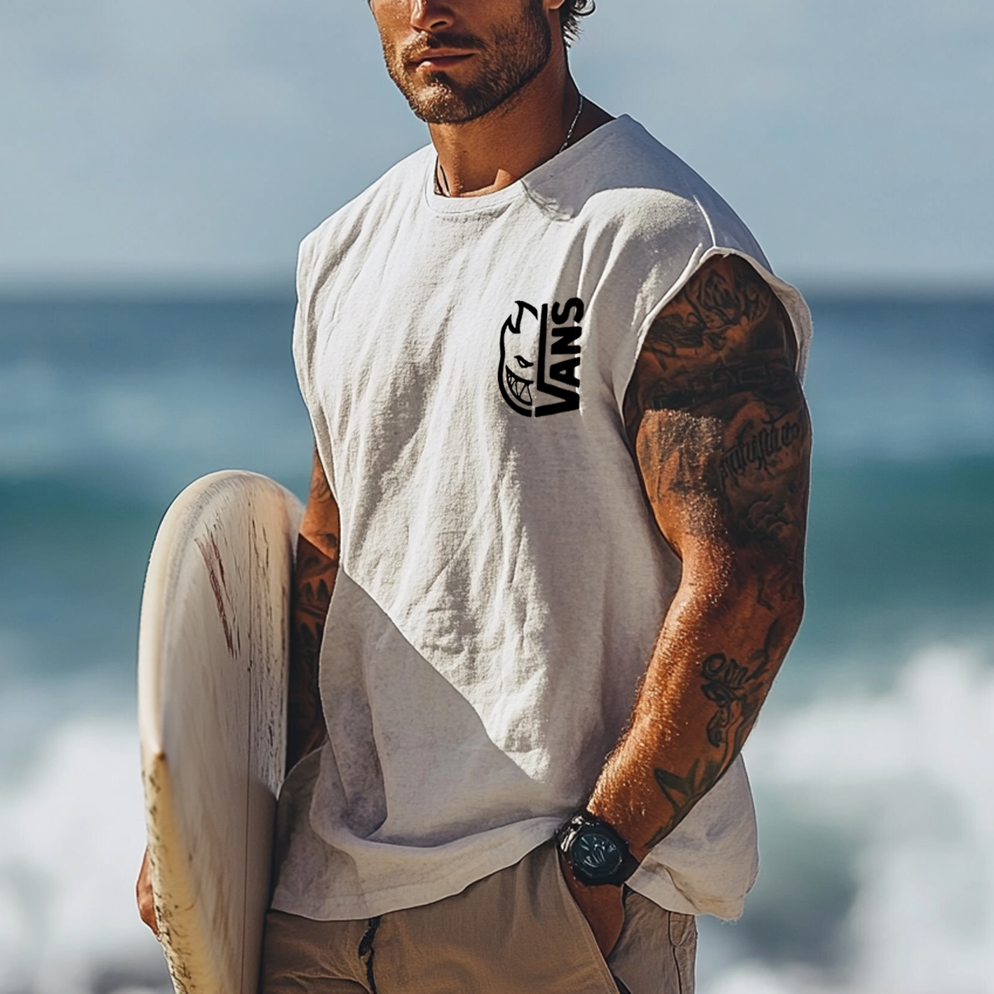  Casual Beach Tee with Surf-Inspired Design