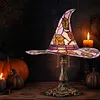Witch Hat Desk Ornament Maple Leaf Resin Halloween Night Light