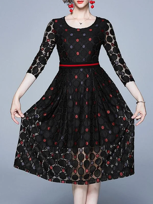 Lace temperament fashion mid-length dress
