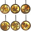 Lumi&egrave;re LED creuse ronde en bois d'Halloween