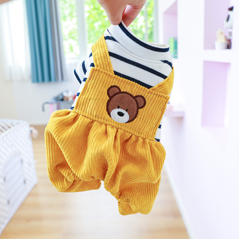 Pet Clothes Teddy Fleece-lined Puppy Dog Clothing Four-legged Bread Bear Overalls