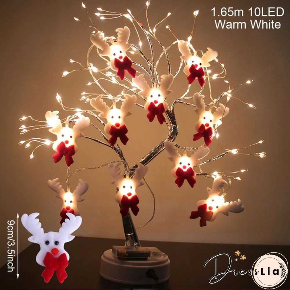 10 Leds 5.4Ft Christmas Snowman String Lights Waterproof Light Up String Lights Short Plush Lights For Christmas Decorations Christms Tree Light (Battery Operated)