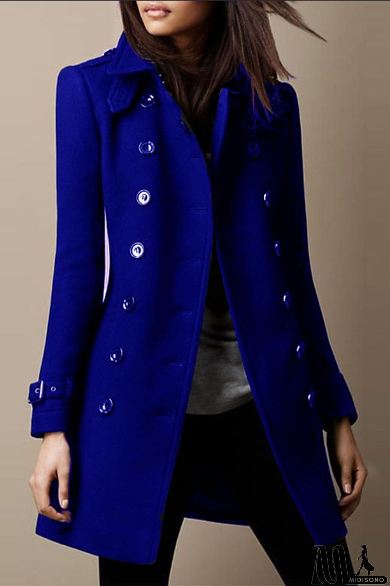 MidiSono - Casual Solid Buttons Mandarin Collar Outerwear