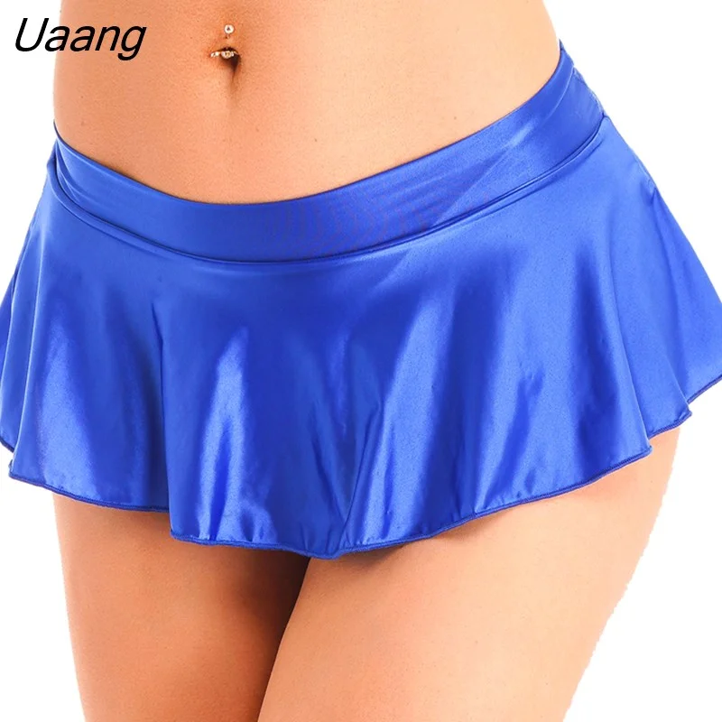 Uaang Womens Glossy Skirted Leotards Dance Dress Sexy Oil Shiny Tight Sports Yoga Ballet Practice Training Clothing Gymnastics Tutu