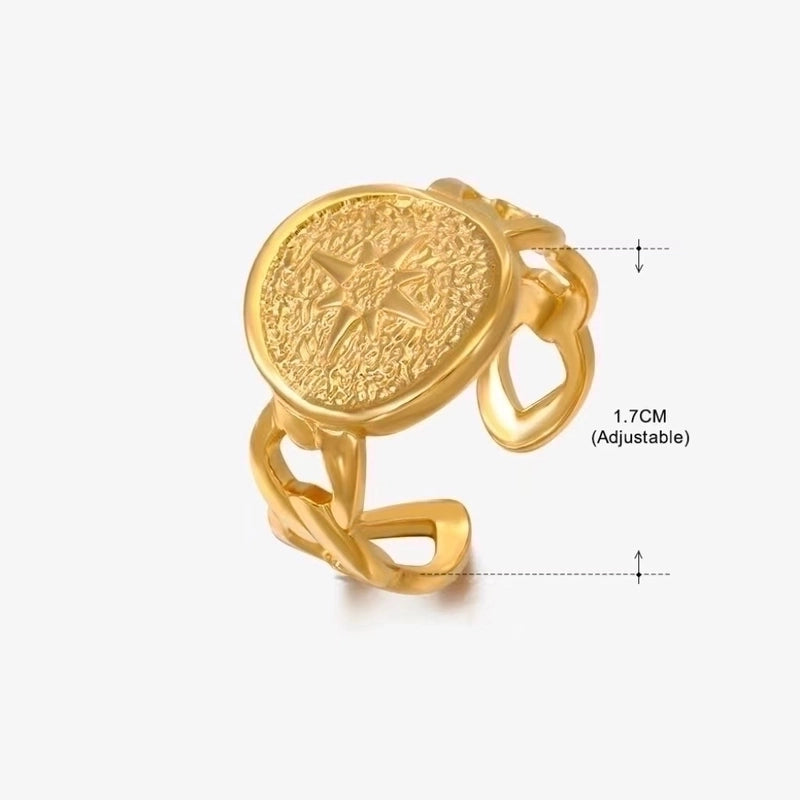 Retro Geometric Stainless Steel Gold Plated Plating Open Rings