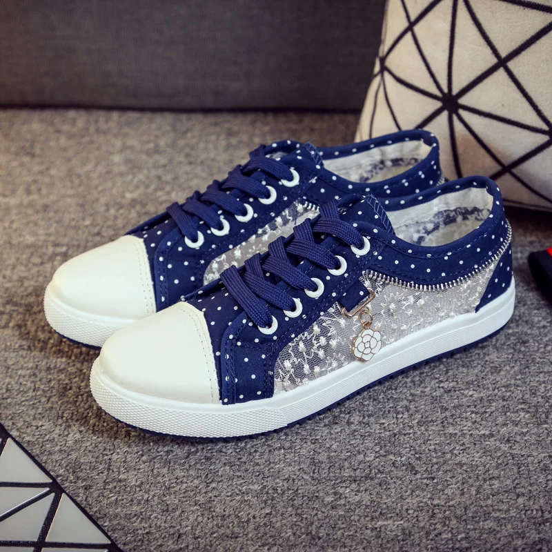 Tanguoant Tanguoant Women's Mesh Canvas Shoes Summer Breathable Walking Shoes Ladies 2121 Fashion Hollow Low Top Vulcanized Footwear Zapatos Mujer