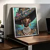 Lakeside Blue Bead Black Lady Special Shaped 5D DIY Partial Drill Diamond Art Kit 30x30cm Diamonds Dots Gem Art Kits for Adults Home Decor
