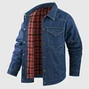 Men's Western Plaid Flannel Denim Casual Jacket by Inlyline