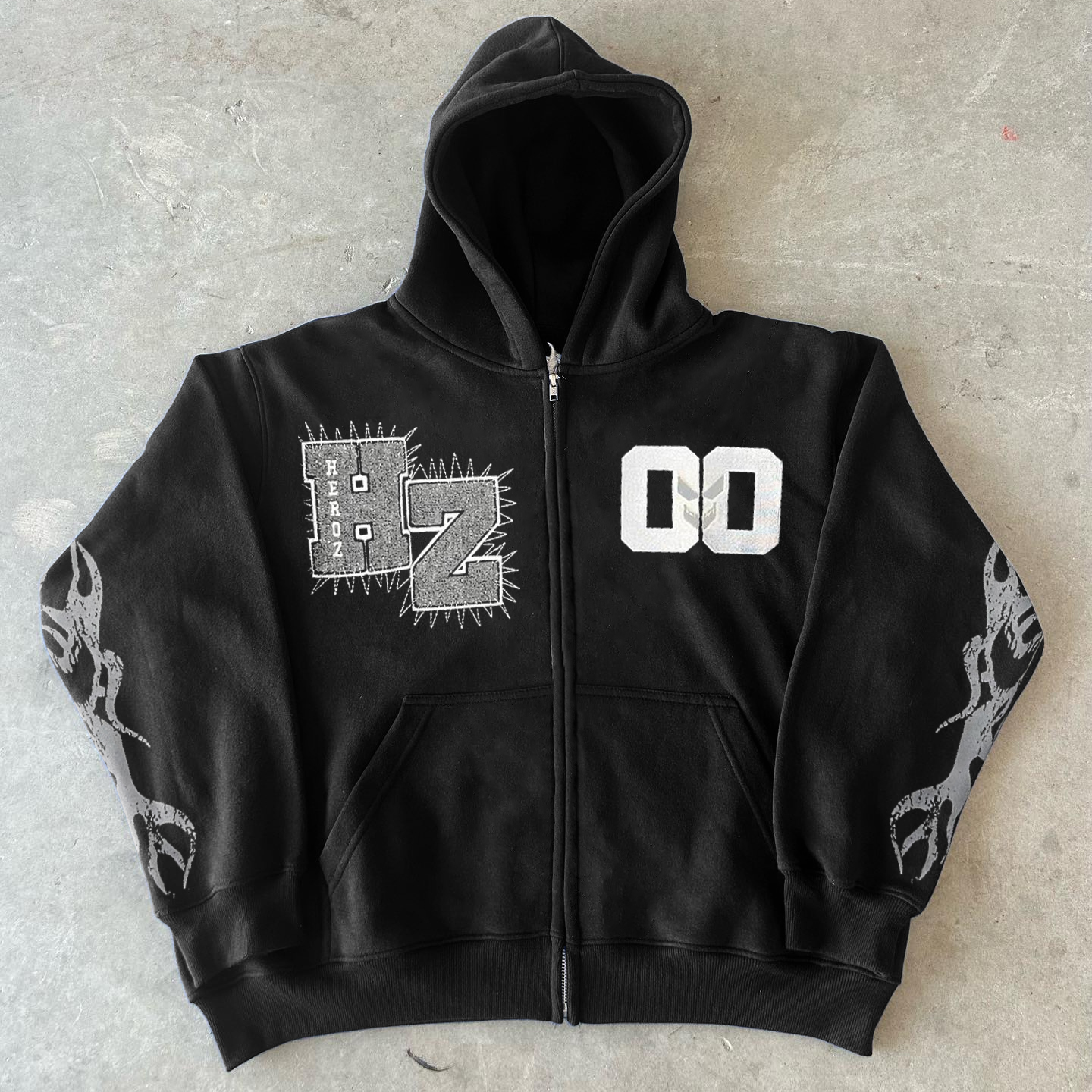 Vintage Personalized Print Zip-Up Hoodie