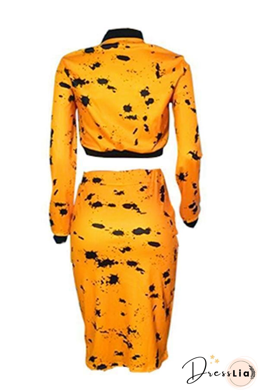 Casual  Printed Yellow Skirt Set