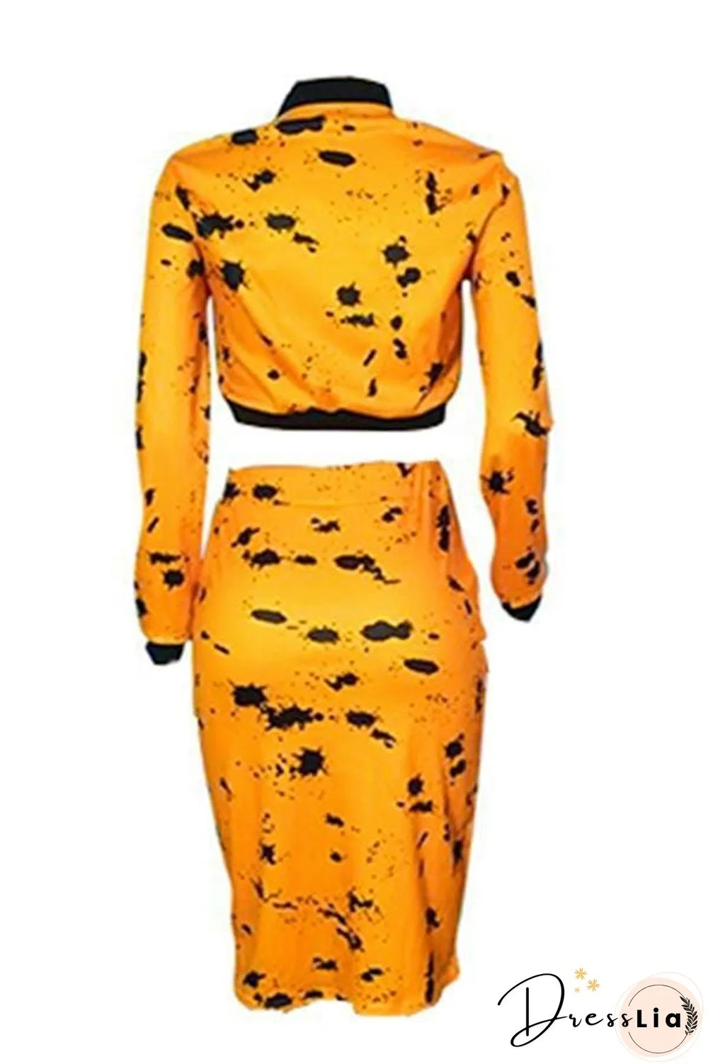 Casual  Printed Yellow Skirt Set