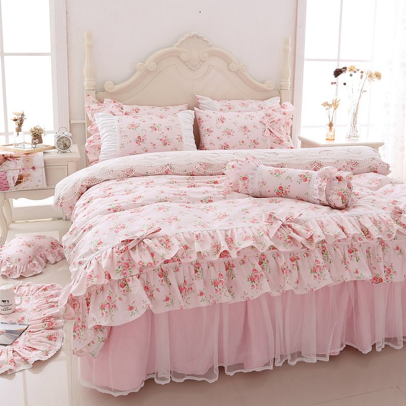 100 Cotton Floral Printed Princess Bedding Set Twin King Queen Size