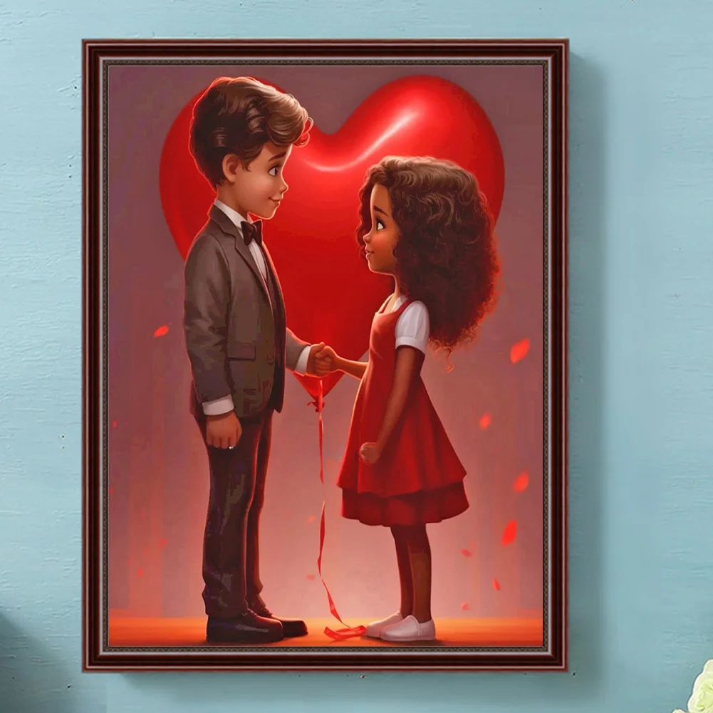 Diamond Painting - Full Round Drill - Kid Sweet Couple(Canvas|30*40cm)