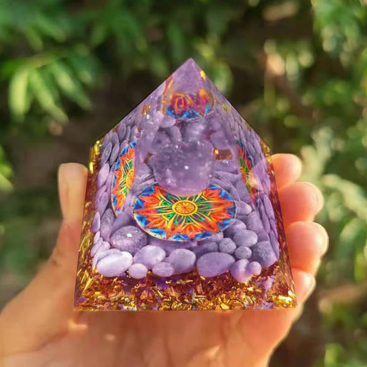 Rose Quartz Pink Crystal Orgone Pyramid