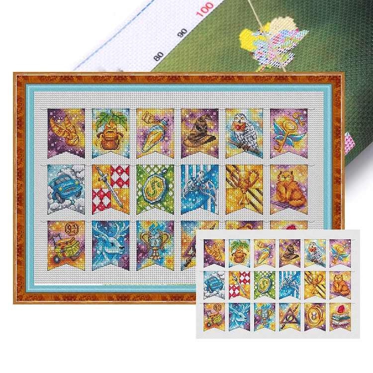 【Fairy Brand】Harry Potter Flag (51*34cm) 14CT Stamped Cross Stitch(45 colors) gbfke
