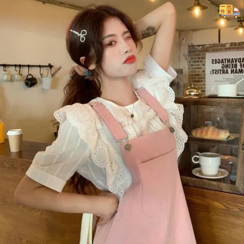 Pink Strap Summer Salt Series Braces Skirt Long Hot Girl Fried Street Slip Dresses