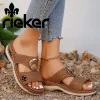 Nowe wygodne sandały damskie Rieker na wiosnę i lato z metalową klamrą