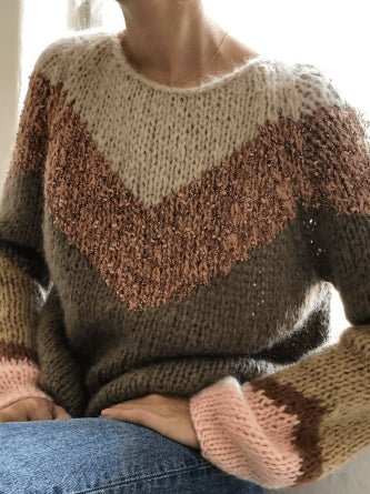 Geometric Casual Regular Fit Crew Neck Regular Sweater