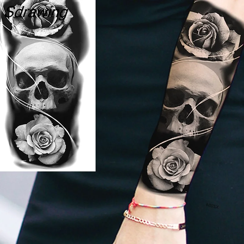 Sdrawing Crown Cross Temporary Tattoos For Men Women Realistic Scary Tiger Forest Vampire Fake Tattoo Sticker Forearm Body Tatoos 3D