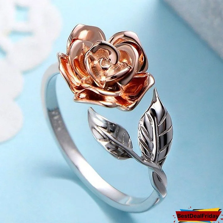 Rose Flower Ring for Women S925 Sterling Silver Adjustable Wrap Open Ring. Rings