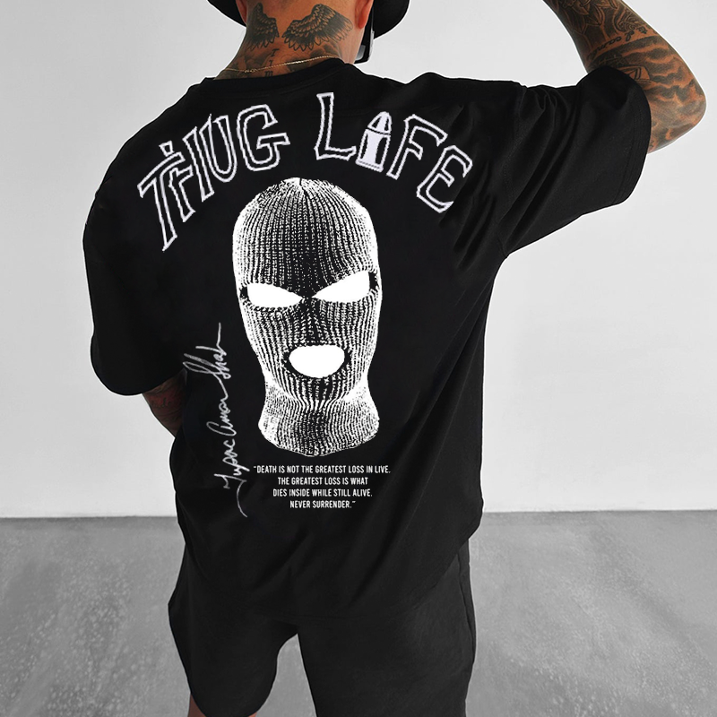 "Thug Life" Oversized Men's Casual T-shirt