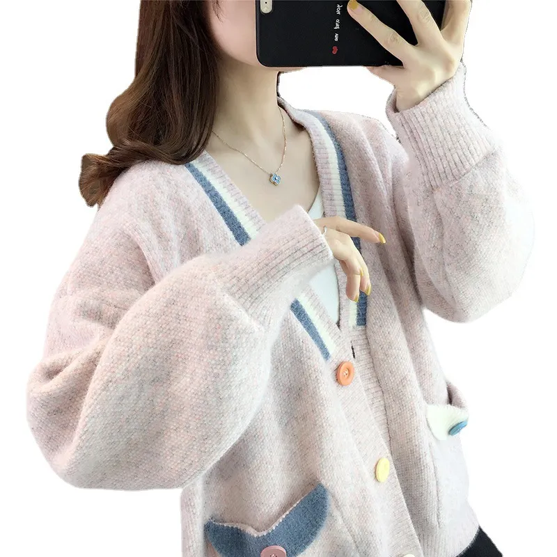 Churchf Churchf Knit Cardigan Spring Dress 2024 New Women's Wear Loose Wear Autumn And Winter Hot Style Add Thick Sweater Coat