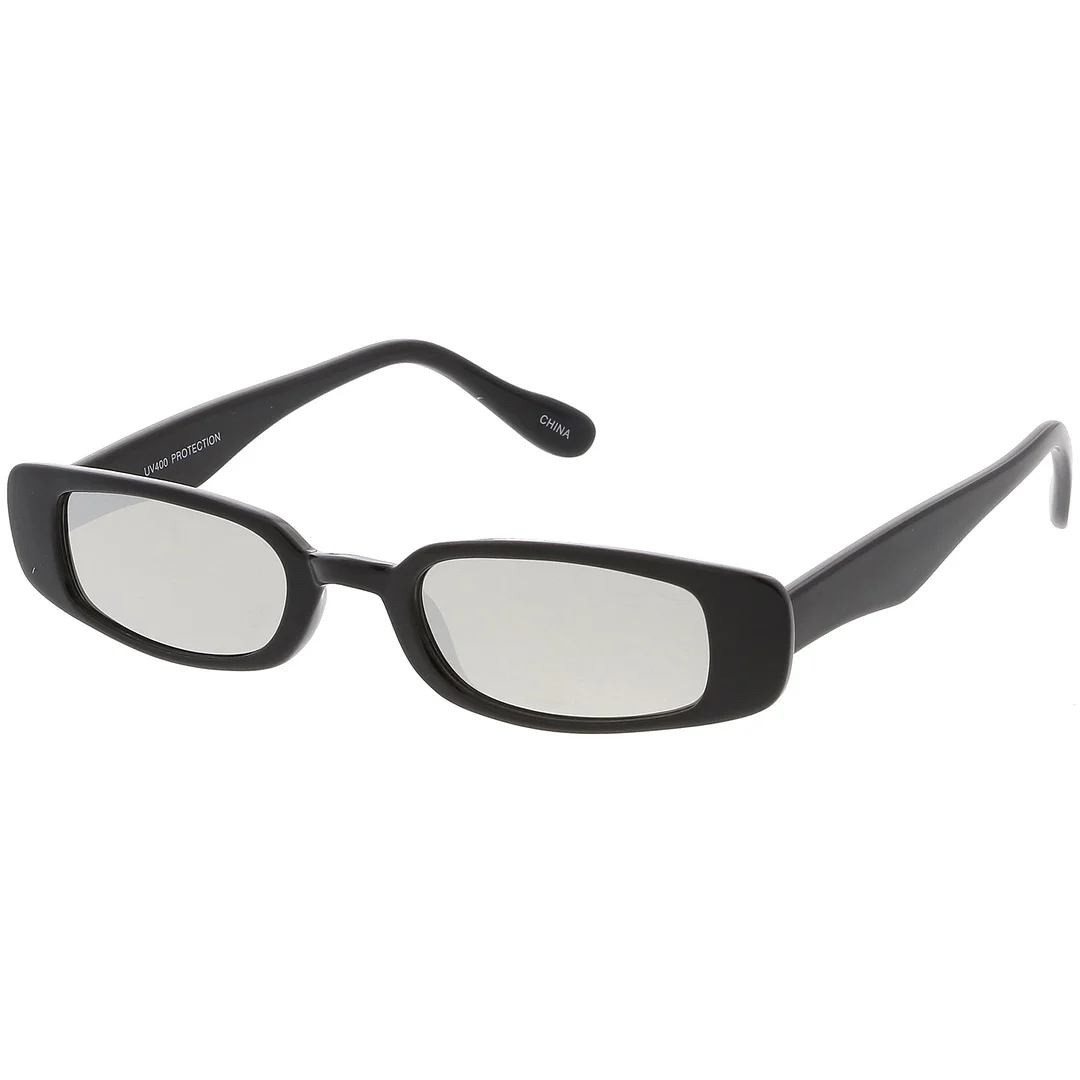 Extreme Thin Small Rectangle glasses Mirrored Lens 49mm