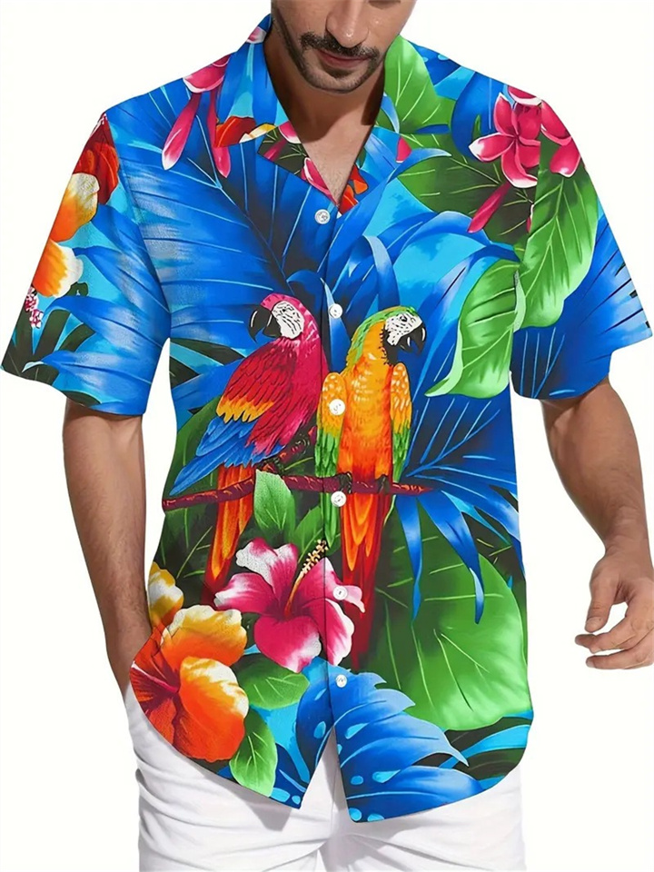 New Wave Summer New Fashion Men's Short-sleeved Cardigan Shirt Printed Shirt
